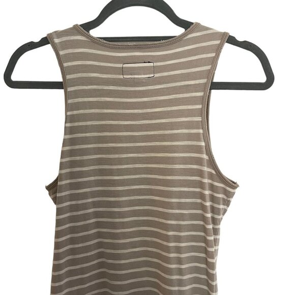 Current/Elliott Size 0 The Louella Tank Dress Grey White Stripe Raw Edges - Picture 10 of 11
